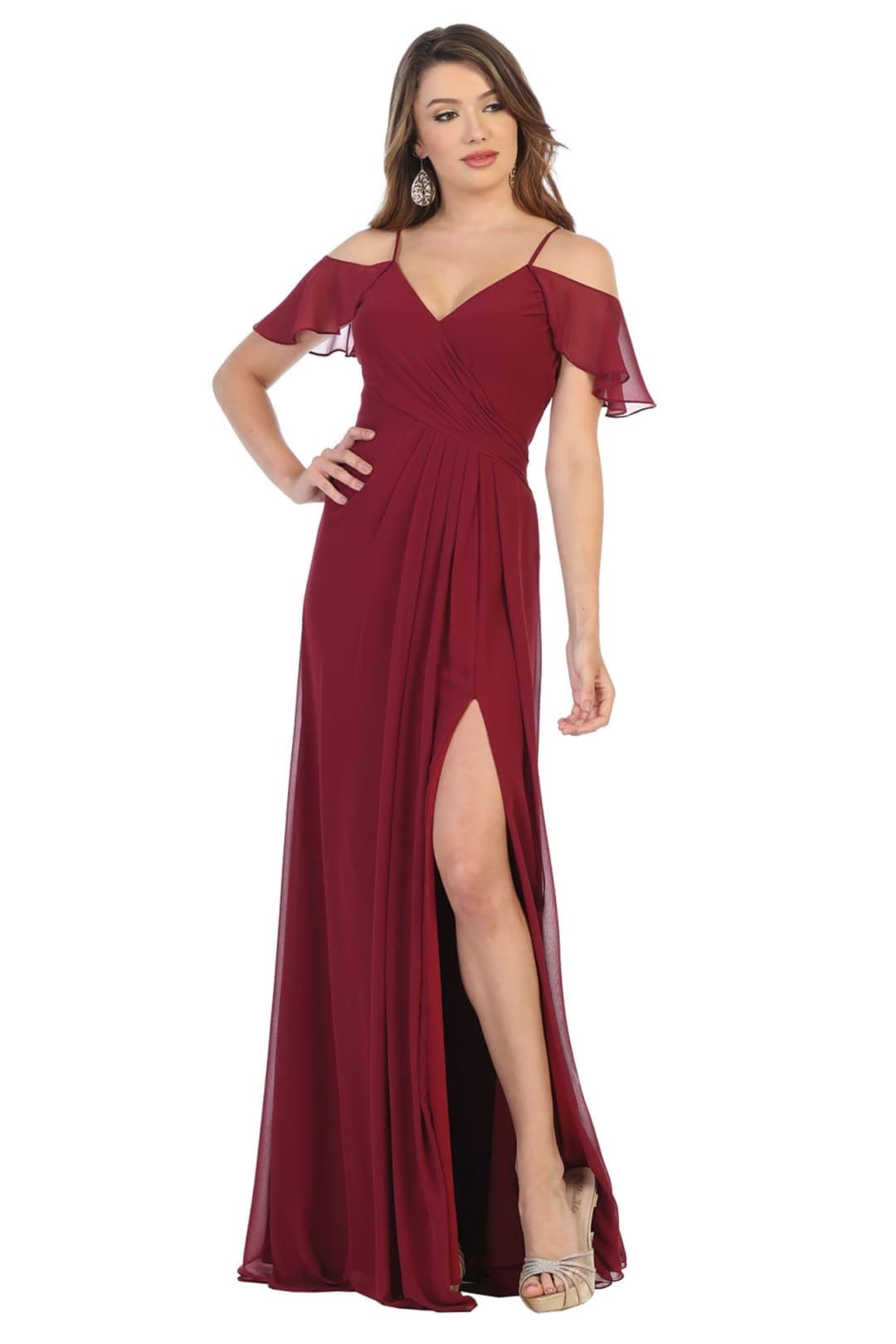 Western Dress For Women in BURGUNDY By May Queen MQ1732 - Burgundy / 4
