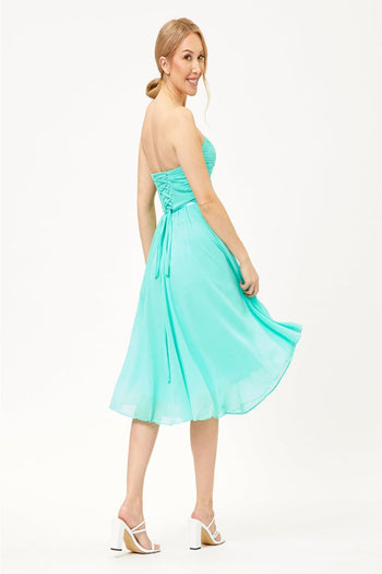 May Queen MQ1161 Ruched Twist Front A Line Lace Up Back Cocktail Dress