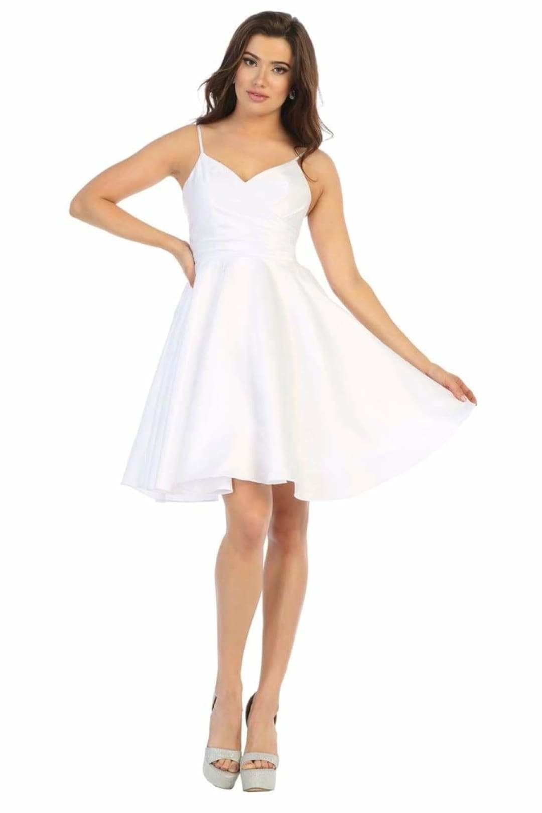 White Christmas & Holiday Dress By May Queen MQ1654 - White / 6