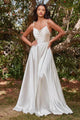 White Christmas & Holiday Dress in Satin By Ladivine CDBD104W - White / XS