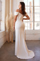 Cinderella Divine KV1057W White Fitted Off-Shoulder Gown