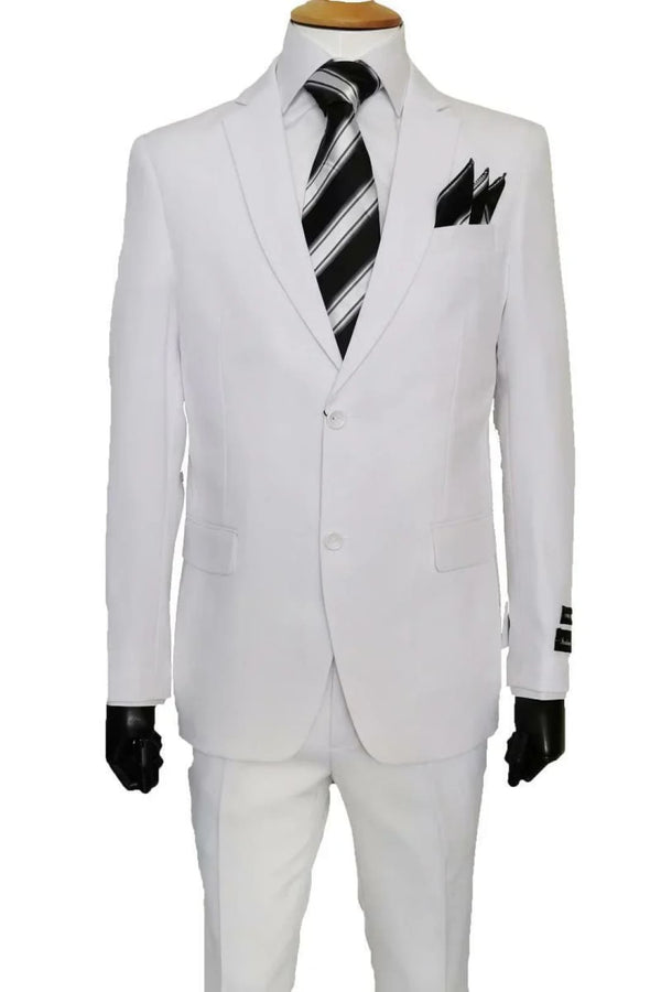 White Groomsmen Suit for Men & Boys - Perfect for Weddings + Free Tie - White / 36Regular - suits