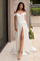 Vestido de novia Ladivine 7493W de satén blanco con hombros descubiertos