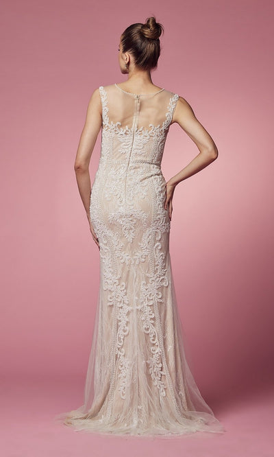 Narianna-Illusion-Sweetheart Beaded Long Prom Dress