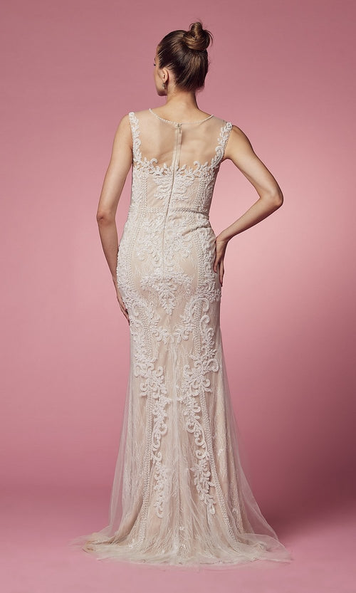 Narianna-Illusion-Sweetheart Beaded Long Prom Dress