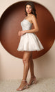 Narianna-Short White Beaded One-Shoulder Homecoming Dress