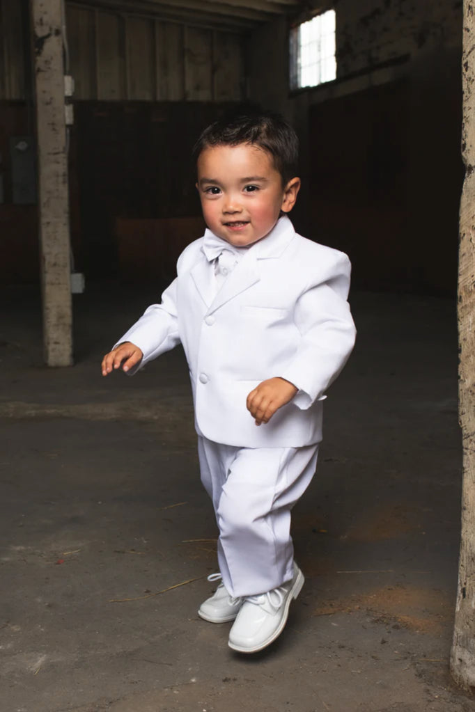 Conjunto de esmoquin infantil "Princeton" blanco de 5 piezas