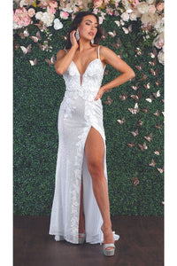 Sleeveless V Neck Long Beaded Dress - WHITE / 4 - Dress