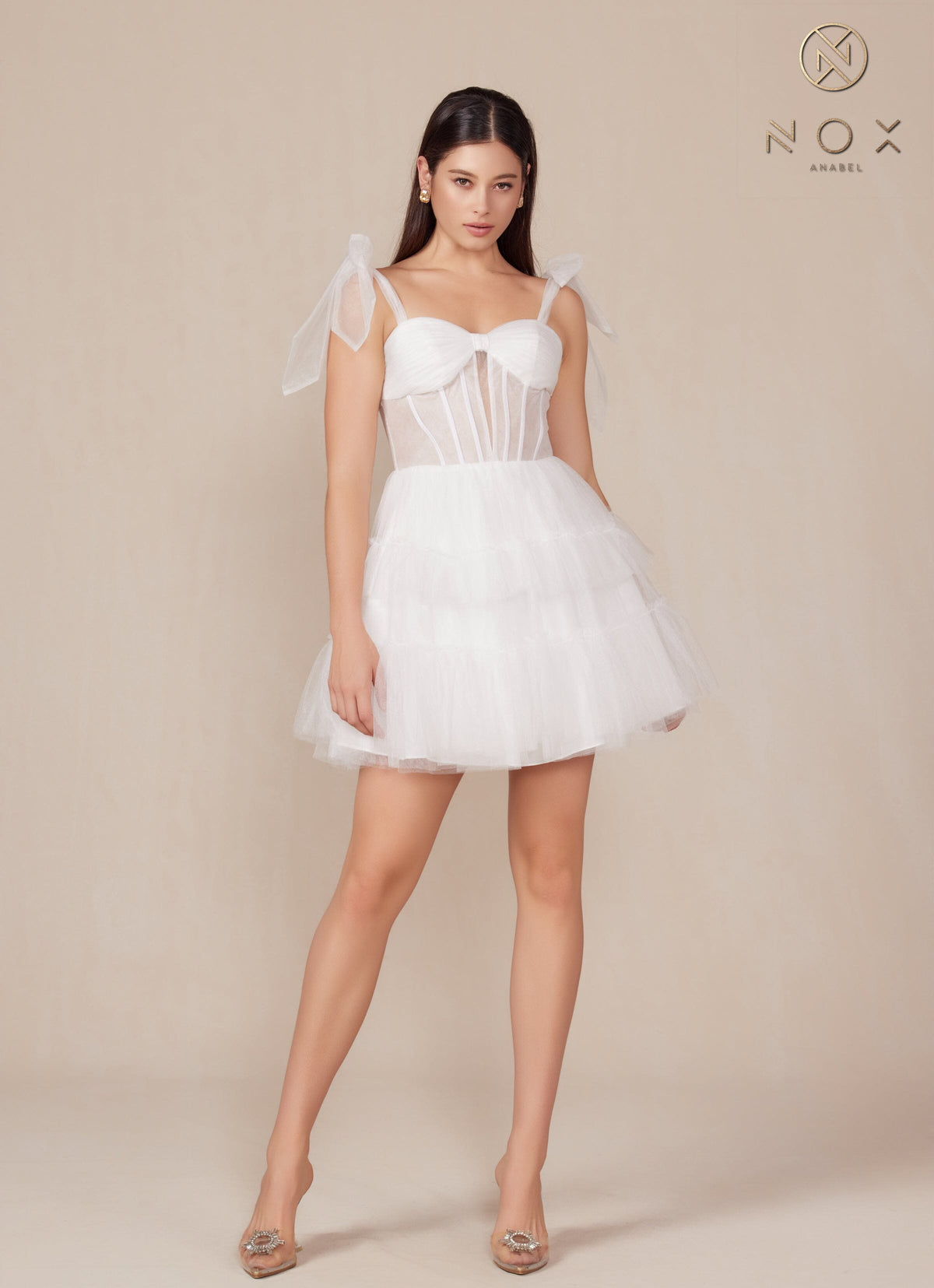 Nox Anabel Y858W Sweetheart Tiered A-Line Short Corset Wedding Dress