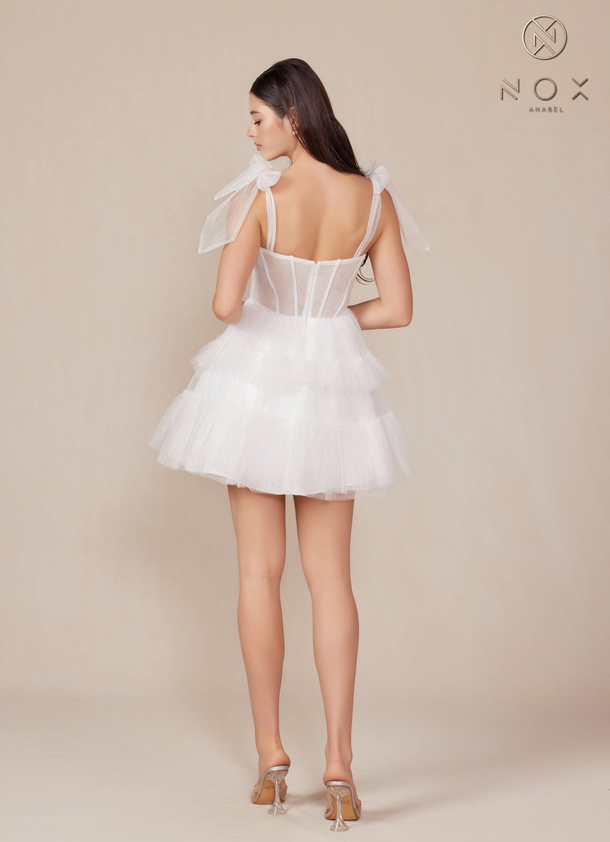 Nox Anabel Y858W Sweetheart Tiered A-Line Short Corset Wedding Dress