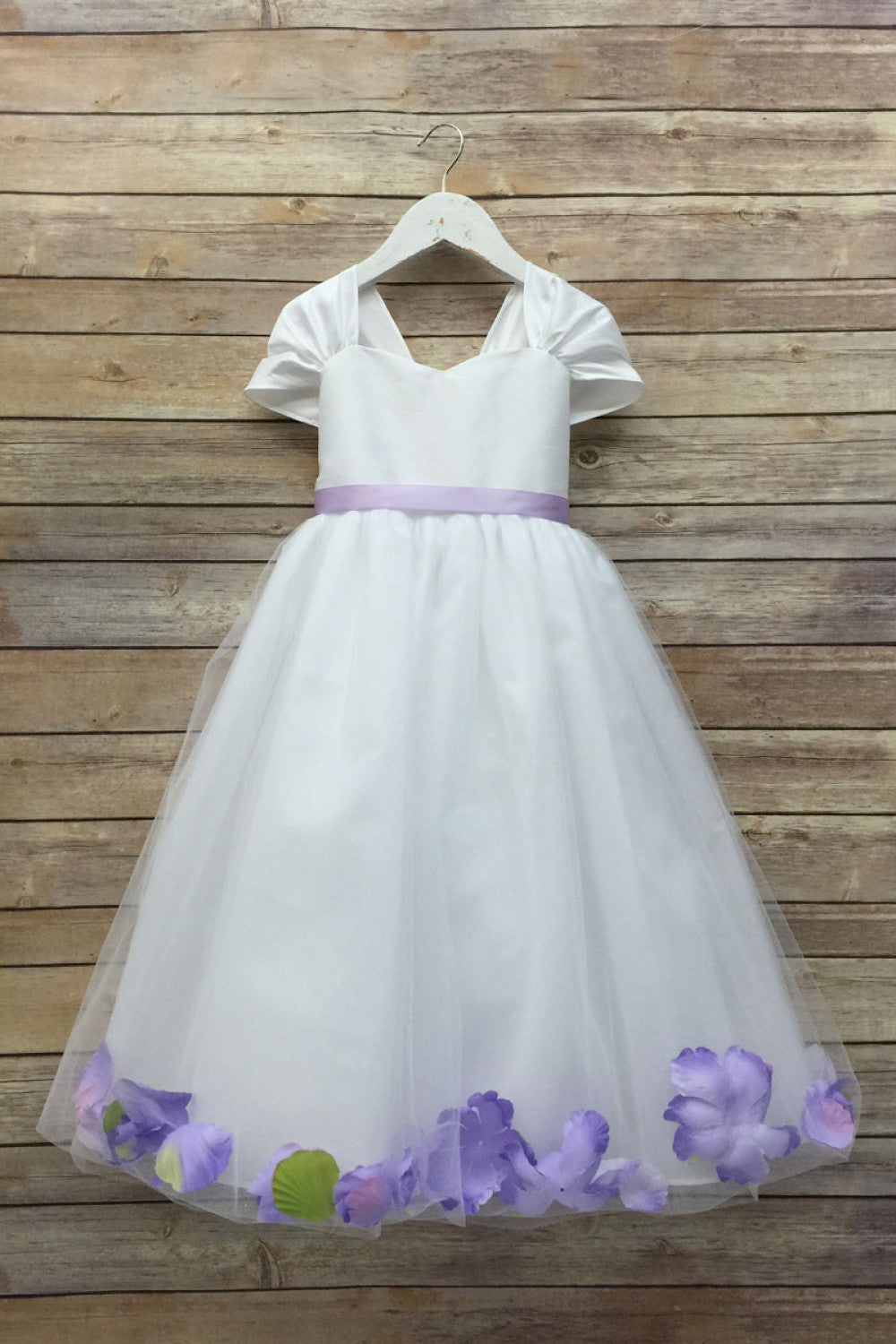 Tulle Flower Dress with Lavender or Coral Sash and Floating Petals by Bella Princess 222
