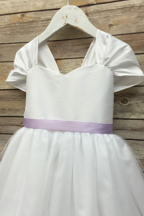 Tulle Flower Dress with Lavender or Coral Sash and Floating Petals by Bella Princess 222