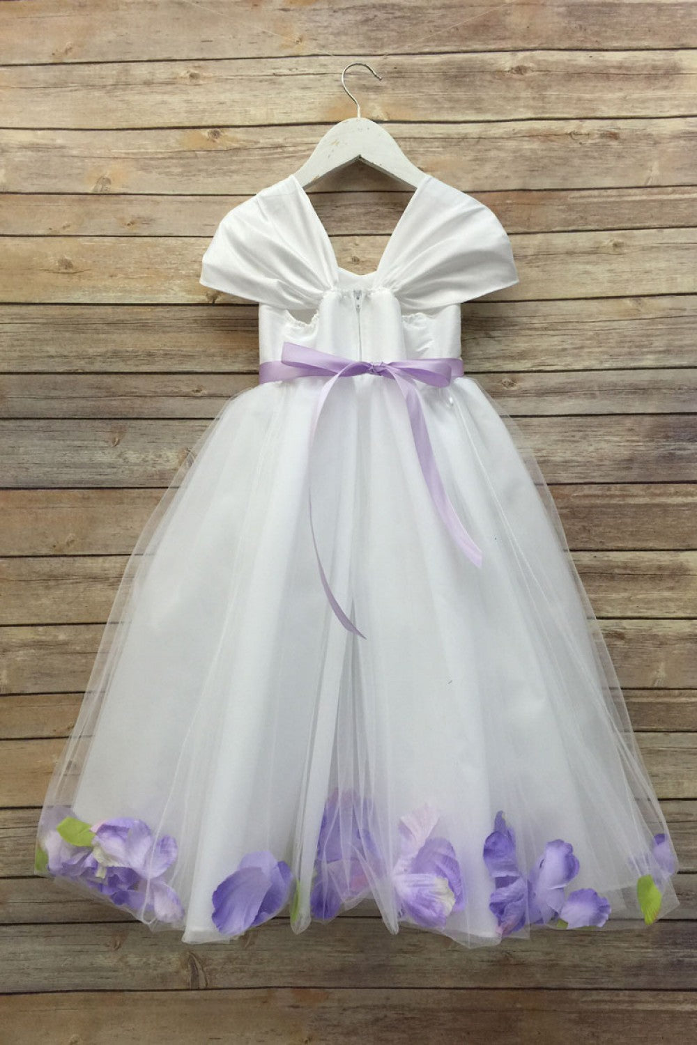 Tulle Flower Dress with Lavender or Coral Sash and Floating Petals by Bella Princess 222