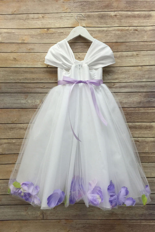 Tulle Flower Dress with Lavender or Coral Sash and Floating Petals by Bella Princess 222