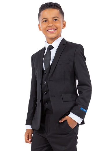 Boys Suit Perry Ellis Vested Boy's Wedding Suit in Black