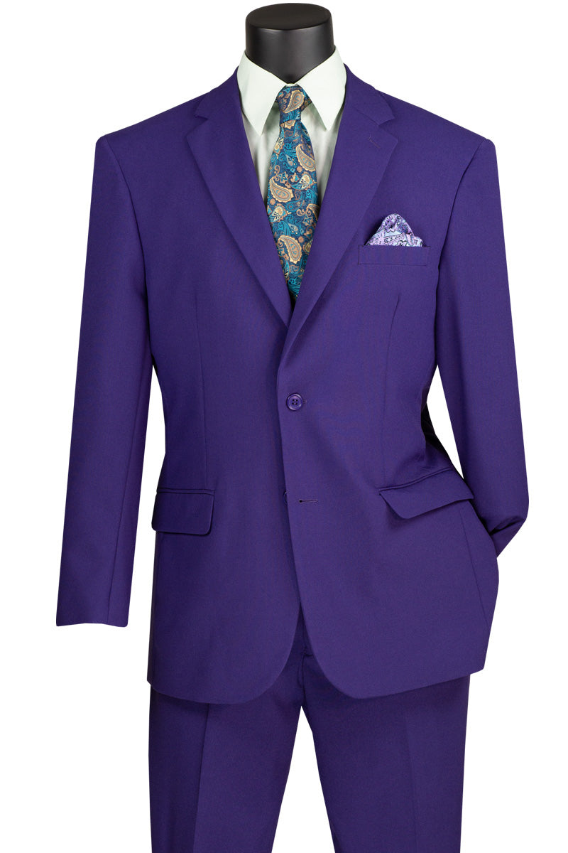 Traje clásico de popelina de dos botones para hombre en color morado