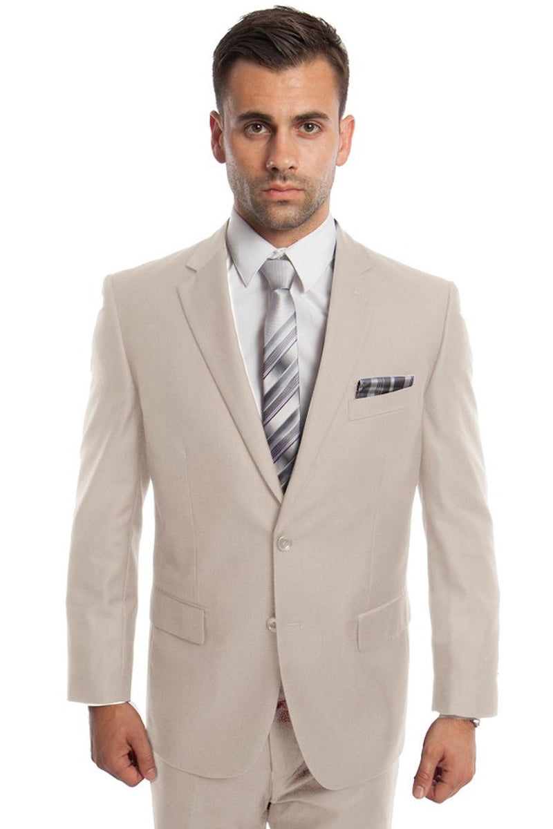 Traje de negocios básico de dos botones y corte moderno para hombre en color tostado
