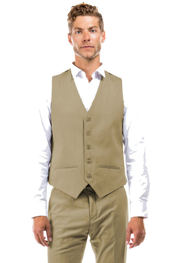 Men's Tan Wool Suit Vest by Zegarie Suits