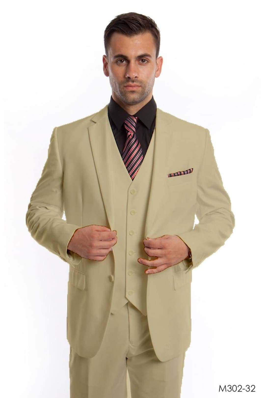 Modern Fit 3 Piece Suit - SAND - 32 / US34S/W28 / EU44S/W38 - Mens Suits