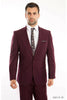 Men’s 2 Piece Ultra Slim Fit Solid Suit - BURGUNDY - 10 / US34S/W28 / EU44S/W38 - Mens Suits