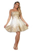 Embroidered Short Prom Dress - White/Silver / 2