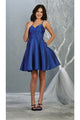 Spaghetti Strap Cocktail Dress - Navy / 2