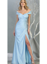 Peri Blue Bridesmaid Dresses in Lycra and Plus Size Gowns by MQ1825