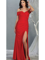 Red Bridesmaid Dresses in Lycra and Plus Size Gowns by MQ1825