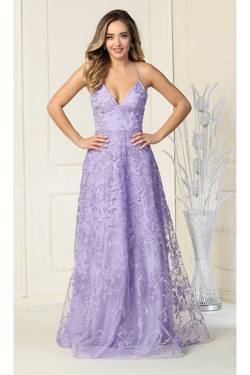 Embellished Floral Prom Dress