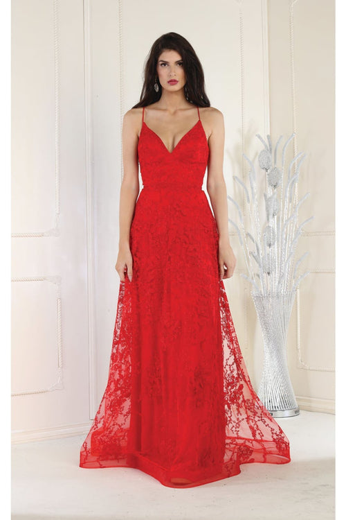 May Queen MQ1885 Floral Pattern Prom Dress