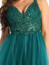 May Queen MQ1913 Glitter A Line Short Graduation Dress