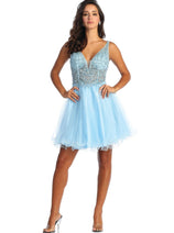 May Queen MQ1913 Glitter A Line Short Graduation Dress