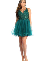 May Queen MQ1913 Glitter A Line Short Graduation Dress