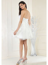 White Bridesmaid Dresses-Inexpensive May Queen MQ1937 Glitter Short