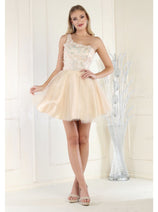 Champagne Bridesmaid Dresses-Inexpensive May Queen MQ1937 Glitter Short