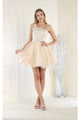 May Queen MQ1973 One Shoulder A-line Cocktail Dress - CHAMPAGNE / 4