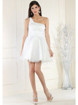 White Bridesmaid Dresses-Inexpensive May Queen MQ1937 Glitter Short
