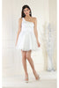 May Queen MQ1973 One Shoulder A-line Cocktail Dress - WHITE / 4