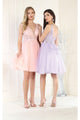 May Queen MQ1949 Deep V-neck Embroidered Cocktail Dress