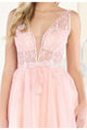May Queen MQ1949 Deep V-neck Embroidered Cocktail Dress