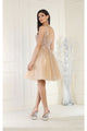 May Queen MQ1949 Deep V-neck Embroidered Cocktail Dress