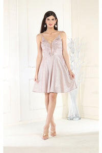 May Queen MQ1959 Spaghetti Straps Cocktail Dress - ROSEGOLD / 2