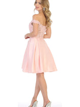 Off The Shoulder Pockets Cocktail A-line short Dress MQ1766
