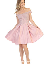 Off The Shoulder Pockets Cocktail A-line short Dress MQ1766