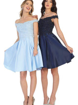 Off The Shoulder Pockets Cocktail A-line short Dress MQ1766