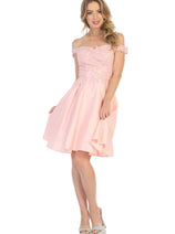 Off The Shoulder Pockets Cocktail A-line short Dress MQ1766