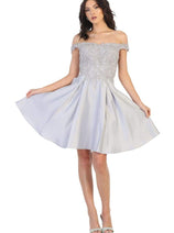 Off The Shoulder Pockets Cocktail A-line short Dress MQ1766